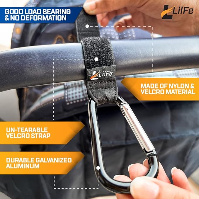 6 Pcs Baby Stroller Hooks for Hanging, Multipurpose Stroller Straps with Durable Stylish Stroller Clips for Diaper Bags, Perfect Mummy Hook for Stroller, Walker and Shopping