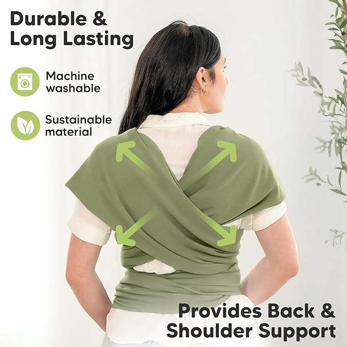 KeaBabies Baby Wrap Carrier - All in 1 Original Baby Carrier Newborn to Toddler Sling, Easy to Wear, Hands Free Bonding, Lightweight, Breathable Infant Wraps (Dusty Olive)