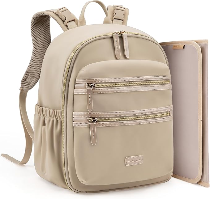 mommore Neoprene Diaper Bag Backpack Small Baby Bag Travel Mini Diaper Backpack for Newborn with Insulated Pockets, Stroller Straps