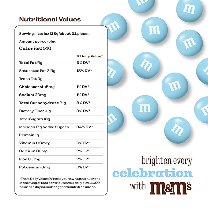 M&M’S WORLD Light Blue Milk Chocolate Candy, 5lbs of M&M'S in Resealable Pack for Candy Bars, Birthdays, Baby Showers, Gender Reveals, It's A Boy, Dessert Tables & DIY Party Favors