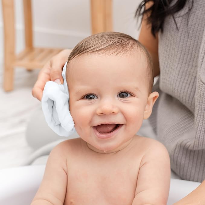 Comfy Cubs Muslin Baby Washcloths 10 Pack - Soft 6-Layer Cotton Wash Cloths for Sensitive Skin - 10"x10" Large, Gentle, Absorbent Infant Essentials for Newborn and Toddlers - White