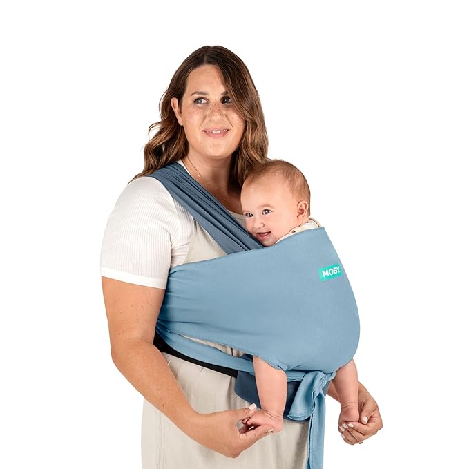 Moby Baby Wrap Carrier Easy-Wrap for Newborns to Toddlers (8-33lbs), Infant Sling Carrier, Lightweight & Hands Free Design for Mom and Dad, Adjustable for All Body Types (Sea Spray Blue)