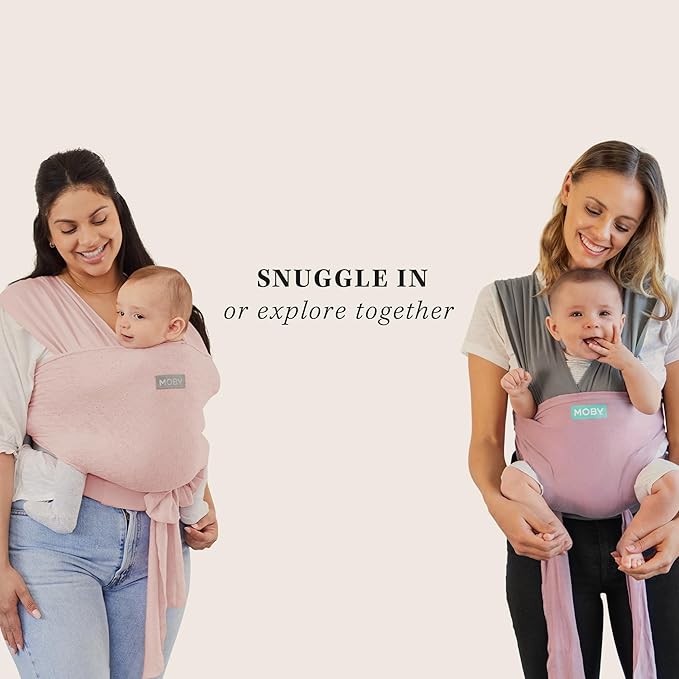 Moby x Petunia Pickle Bottom Baby Wrap Carrier Easy-Wrap for Newborns to Toddlers (8-33lbs), Infant Sling Carrier, Lightweight & Hands Free Design, Adjustable for All Body Types (Rose Quartz Eyelet)
