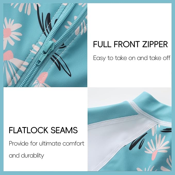 Baby Swimsuit UPF 50+ Sun Protection One Piece Zipper Beach Swimwear for Little Boys Girls Toddler