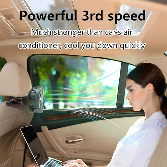 VICTORY & GIFT Portable Stroller Fan Handheld Fan 4 Wind Speeds, 4000mAh,360° Rotatable for Travel/Camping/Treadmill/Car Seat/Bedroom