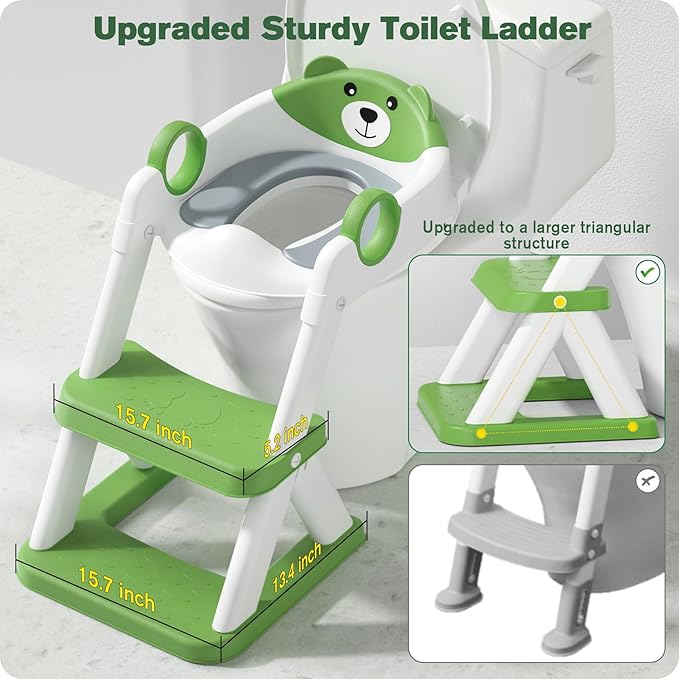 Potty Training Seat, Upgrade Toddler Toilet Seat for Kids Boys Girls, 2 in 1 Potty Training Toilet for Kids, Splash Guard Anti-Slip Pad Step Stool(Upgraded Cushion)