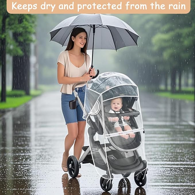 Stroller Rain Cover Compatible with Graco - Waterproof Stroller Rain Cover, Windproof Travel Weather Shield, Durable Protect from Dust and Snow with Breathable, Travel Strollers Accessories