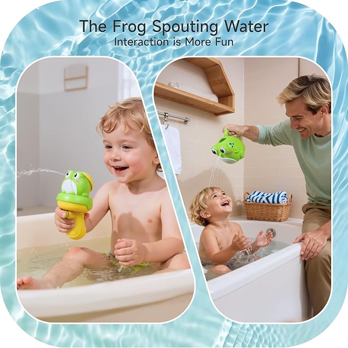 Baby Bath Toys, Toddler Bath Toys for Boys Girls, Frog Bathtub Toy with Floating Swimming Toys and Water Guns, Shower Toy for Kids
