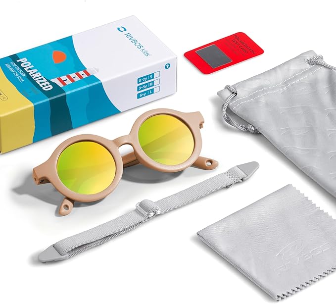 RIVBOS Baby Wrap Polarized UV400 Sunglasses - Soft Frame with Secure Strap for Infant and Newborn (0-24 Months) RBK069