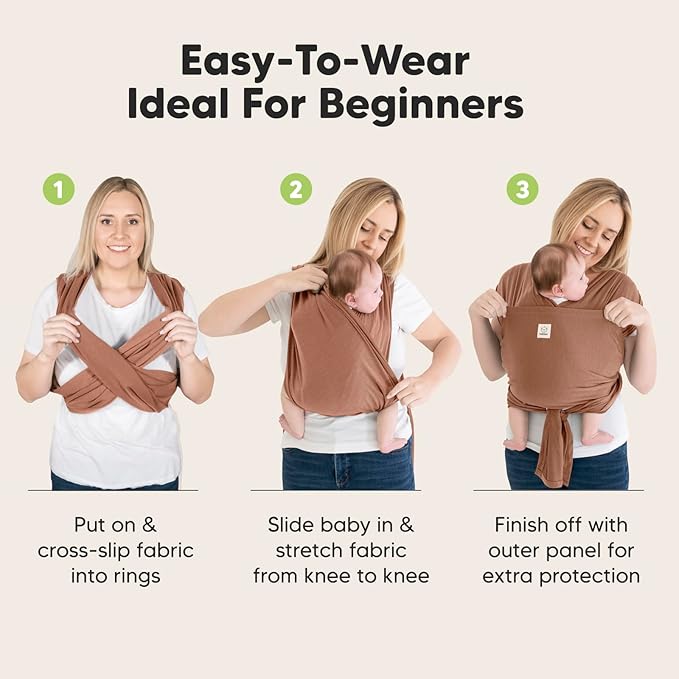 KeaBabies Baby Wrap Carrier Ring Sling - Easy to Wear, Adjustable D-Lite Baby Carrier Newborn to Toddler, Infant Carrying Shirt, Hands Free Bonding, Breathable Fabric Wearing Wrap (Terracota)