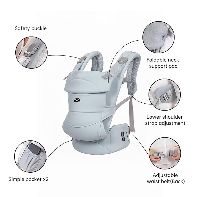 Baby Carrier for Newborns to Toddlers, Adjustable, Ultra-Soft and Weightless, Ergonomic Baby Carrier with Head Support, Baby Travel Gear, Baby Essentials (Blue)