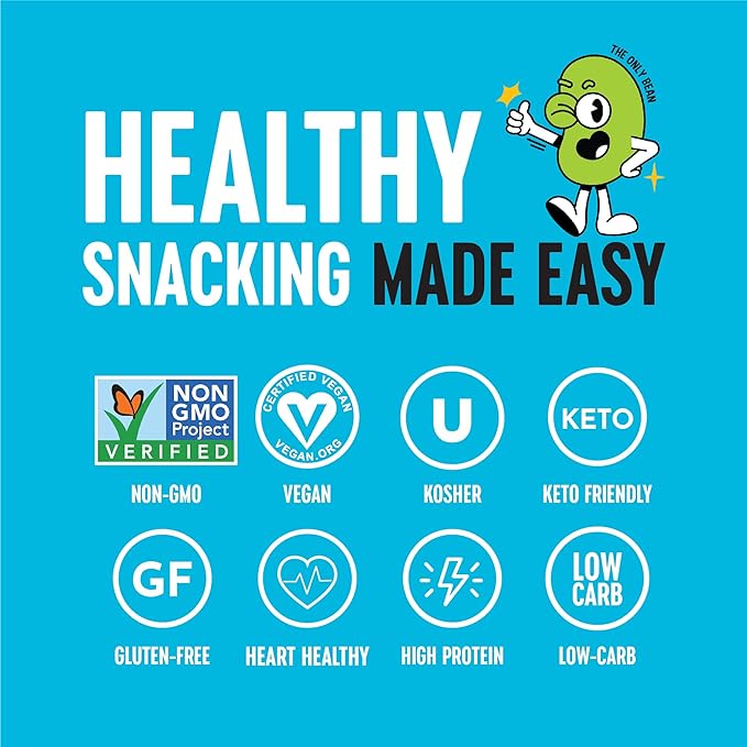 The Only Bean Crunchy Roasted Edamame Bean Snacks (5 Flavors), Healthy Snacks for Kids and Adults, High Protein Snacks, Low Carb Snack, Keto-Friendly, Gluten-Free, Vegan, 4 Ounce (Pack of 5)