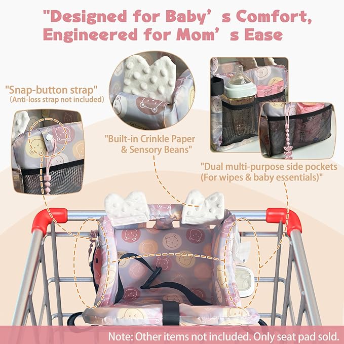 Premium Baby Shopping Cart Cover & High Chair Seat Protector - Universal Fit for Grocery Carts, Restaurant Chairs,Restaurant Seats, and Park Swings-Girl & Boy(Little Bear)