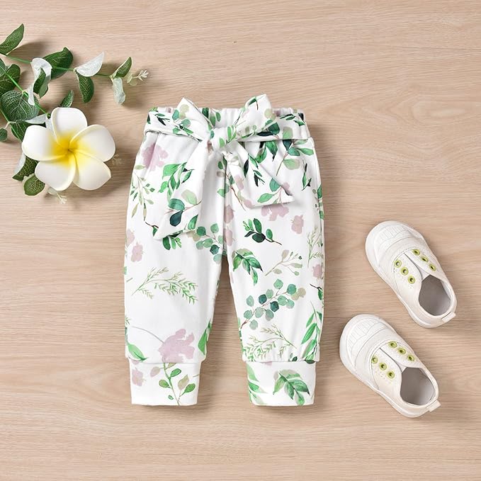 Aalizzwell Preemie Newborn Infant Baby Girls Clothes Ribbed Romper Bodysuit Pants Set Fall Winter Outfits