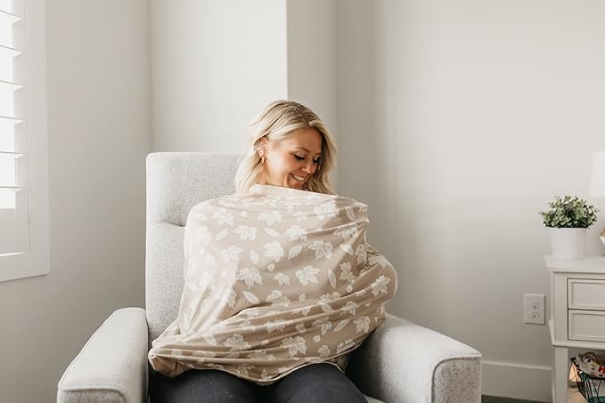 Copper Pearl Multi-Use Cover: Car Seat Covers, Nursing Cover, and Stroller Cover for Sun - Stretchy Fabric, All-Season Use, Stylish Designs, Easy Access for Moms - Oak