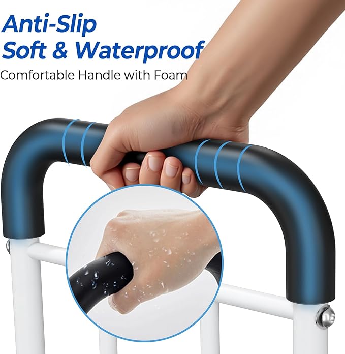 Bed Rails for Elderly Adults Safety 2026 Upgrade - ASTM Compliant Adjustable Bed Cane with Non-Slip Ergonomic Handle & Storage Pocket, Bed Railings for Seniors Support 350 LBS, Tool-Free