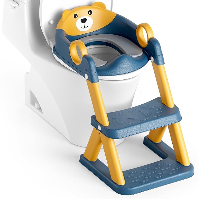 Potty Training Seat, Upgrade Toddler Toilet Seat for Kids Boys Girls, 2 in 1 Potty Training Toilet for Kids, Splash Guard Anti-Slip Pad Step Stool(Upgraded Cushion)