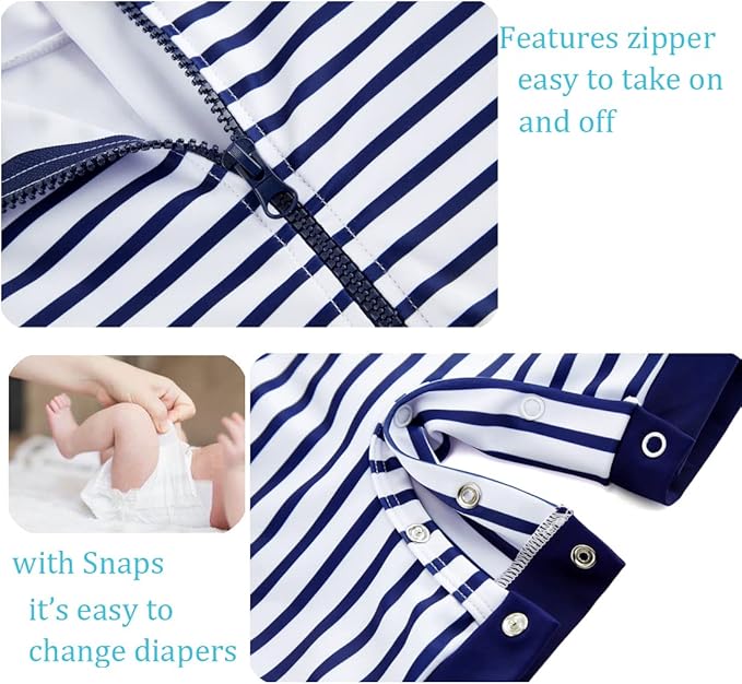 UMELOK Baby Boys UPF 50+ Sun Protection One Piece Rashguard Swimsuit with Snap Bottom