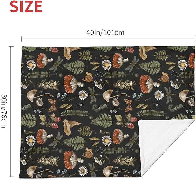 Baby Blanket Vintage Magic Mushroom Leaf Forest for Boy Girl Newborn 30x40 Inch Toddler Infant Nursery Throw Blankets Double Layer Comfy Soft Plush Stroller Crib Quilt