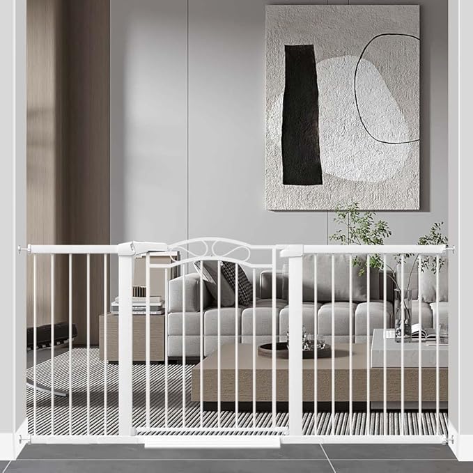 Fairy Baby 65.4"-68.1" Extra Wide Press Mounted Baby Gate Indoor for Kids Or Pets Walk Thru No Drill Long Dog Gates for The House Doorway Child Safety Gate