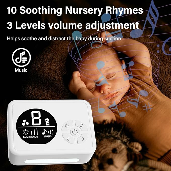 Nasal Aspirator for Baby, Nose Sucker with 9 Suction Levels, Electric Snot Sucker, 3 Levels Night Light & Nursery Rhyme Soothing Function, Food-Grade Silicone Tips