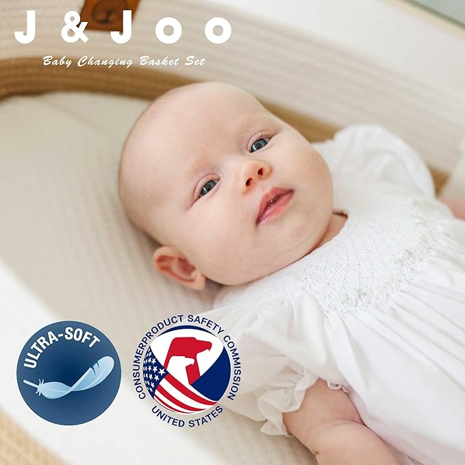 Baby Changing Basket Includes Diaper Caddy - Breathable & Waterproof Dual-Cover, Portable, Changing Pad for Dresser & Changing Table, Gift for Baby Shower (Light Cream, Diaper Caddy Set)