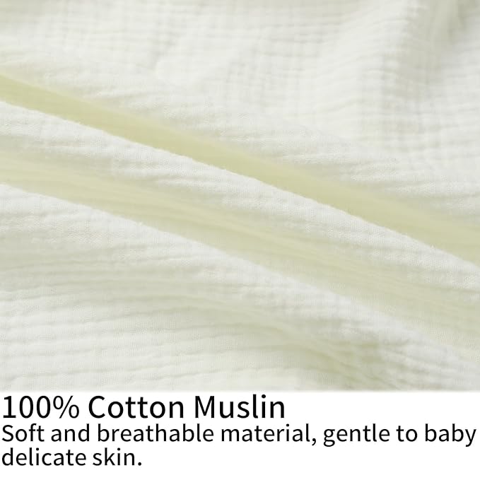 Onacosht Muslin Nursing Pillow Cover Soft 100% Cotton Feeding Pillow Slipcover Fits Standard Infant Nursing Pillow for Baby Boy and Girl, Ivory White