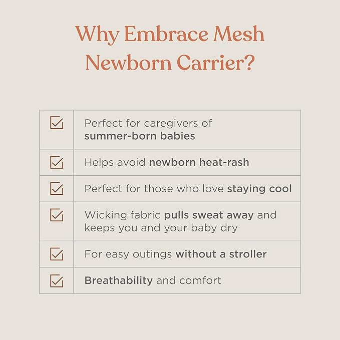 Ergobaby Embrace Baby Carrier Newborn to Toddler - Breathable Baby Carriers for Summer - Cozy Essentials (7-25 Pounds), Soft Air Mesh, Washed Black