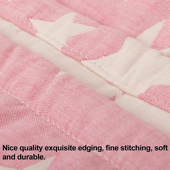 NTBAY 3 Layer Toddler Blanket, Muslin Cotton Jacquard Bed Blankets, Lightweight Thermal Baby Blanket, Super Soft and Warm Crib Blanket for All Seasons, Decoration Gift, 30"x40", Pink Star