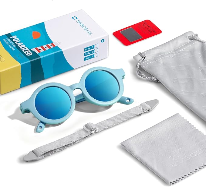 RIVBOS Baby Wrap Polarized UV400 Sunglasses - Soft Frame with Secure Strap for Infant and Newborn (0-24 Months) RBK069