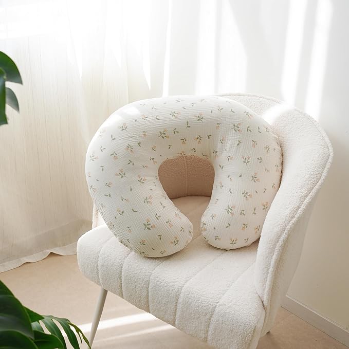 2-Pack Muslin Nursing Pillow Covers, Breathable 100% Cotton Breastfeeding Pillow Slipcovers for Standard Nursing Pillows, Soft Covers for Baby Girls and Boys with Zipper