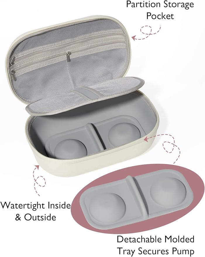 Momcozy Breast Pump Bag for Hands-Free Wearable Breast Pumps, Hard Shell Case with Removable Tray, Watertight Breast Pump Storage Bag for Pumping Bag, Diaper Bag, or Handbag(Holds 2 Pumps)