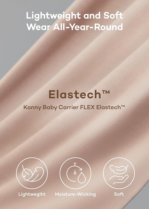 Konny Baby Carrier Flex SoftBreeze with Head Support - Adjustable, Easy to Wear Baby Wrap Sling, Perfect for Newborn Babies Essentials up to 44 lbs (M-4XL) - Charcoal