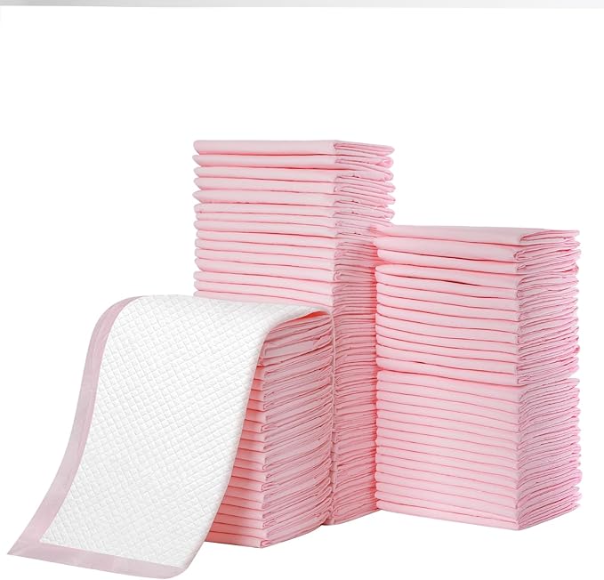 80 Count Disposable Baby Changing Pads, 18”x18” Pink – Super Absorbent Leakproof Quick-Drying, Soft Skin-Friendly Disposable Underpads for Infants, Mess-Free Diaper Changes at Home or On-The-Go