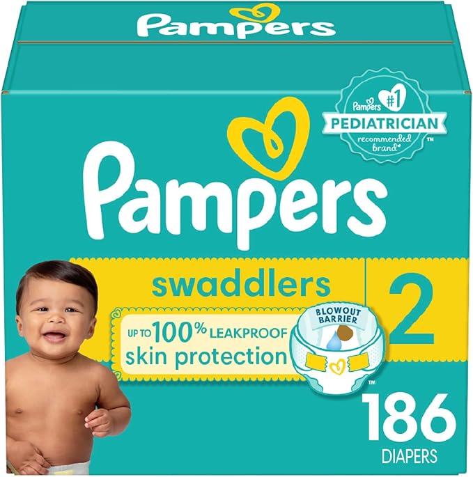Pampers Baby Diapers - Swaddlers - Size 2, 186 Count, Ultra Absorbent Disposable Infant Diaper