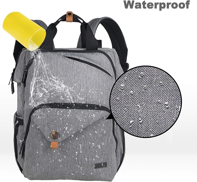 Hap Tim Diaper Bag Backpack,Large Capacity Travel Back Pack Maternity Baby Nappy Changing Bags, Double Compartments with Stroller Straps,Waterproof,Grey (US7340-G)