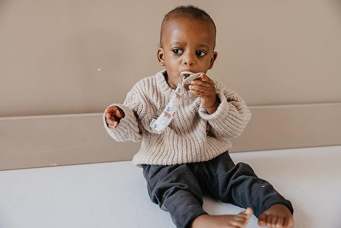 Copper Pearl Pacifier Clip 3-Pack: Premium Knit Binky Clips for Baby Girls and Boys - Stylish Stainless Steel Pacifier Holder Clip - Baby Pacifier Clips for No More Floor Drops - Lumberjack