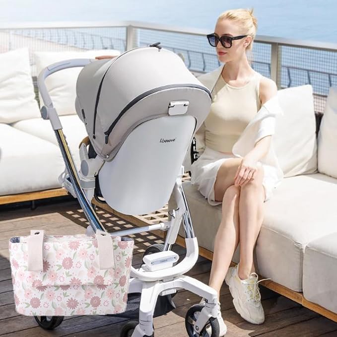 Universal Stroller Organizer with Insulated Cup Holder and Phone Bag, Stroller Bag Caddy Organizer Accessories for Stroller like Uppababy, Baby Jogger, Britax, BOB, Umbrella and Pet Stroller.