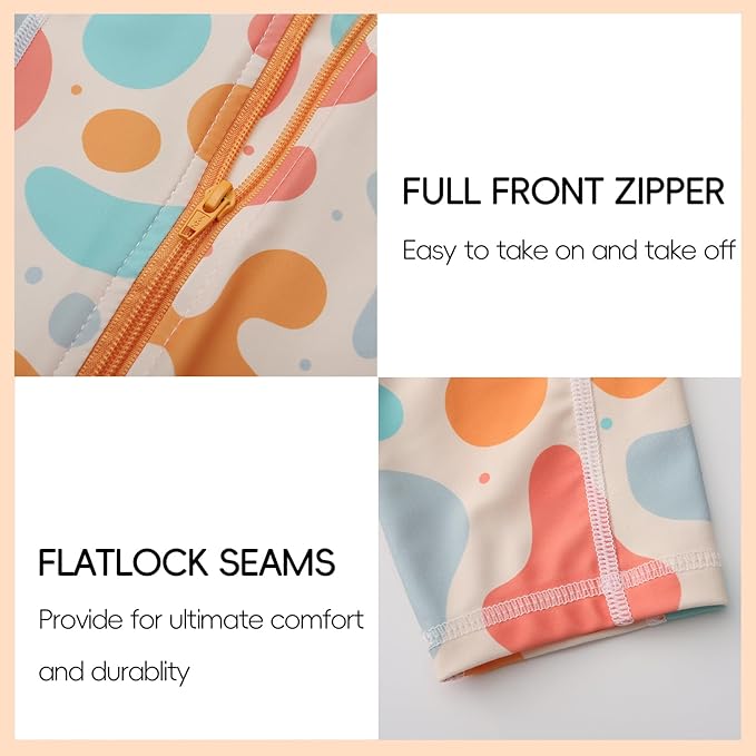 Baby Swimsuit UPF 50+ Sun Protection One Piece Zipper Beach Swimwear for Little Boys Girls Toddler