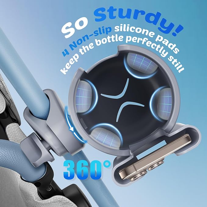 Guiseapue Cup Holder for Walker: Stroller Cup Holder Attachment with Phone Holder, Wheelchair/Stroller Accessories for Uppababy, Nuna, Doona, Rollator, Bike, Scooter, Baby Travel Essential