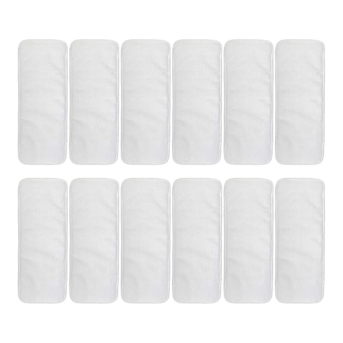 ALVABABY 12pcs Microfiber Inserts,Soft Cloth Diaper Liner,3-Layer Absorbent Inserts,Reusable for Baby Cloth Diapers 12T
