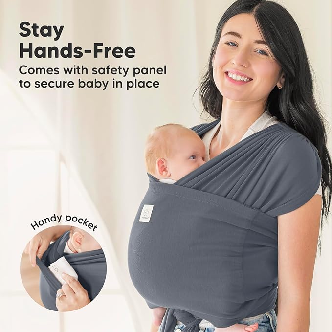 KeaBabies Baby Wrap Carrier Ring Sling - Easy to Wear, Adjustable D-Lite Baby Carrier Newborn to Toddler, Infant Carrying Shirt, Hands Free Bonding, Breathable Fabric Wearing Wrap (Midnight Gray)