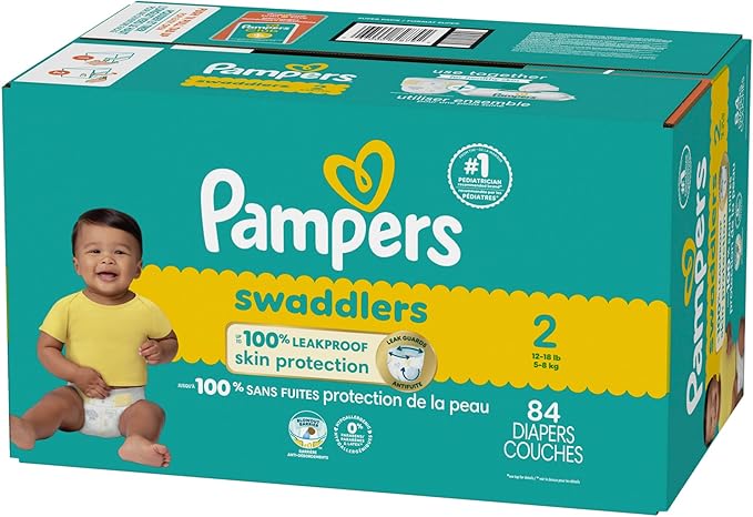 Pampers Baby Diapers - Swaddlers - Size 2, 84 Count, Ultra Absorbent Disposable Infant Diaper