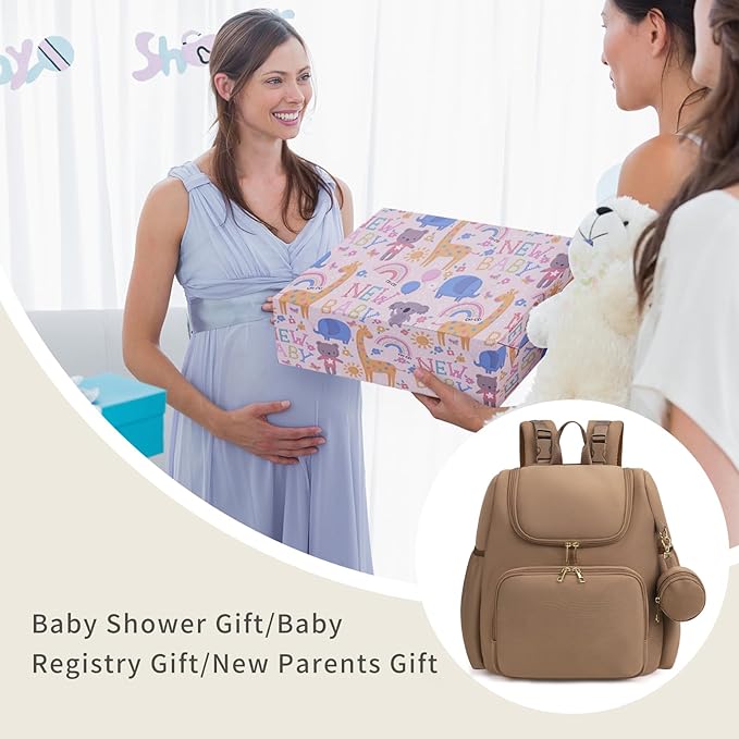 CEI-CEI Neoprene Diaper Bag Backpack Stylish Baby Maternity Bags Travel Tote for Mom with Insulated Pockets, Changing Pad, Stowable Shoulder Strap