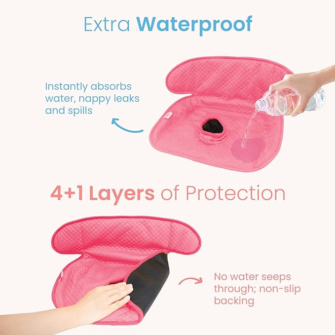 Pink Piddle Pad 2-Pack – Waterproof Car Seat & Stroller Protector for Potty Training Toddlers & Babies, Machine Washable, Anti-Slip Backing, Universal Fit