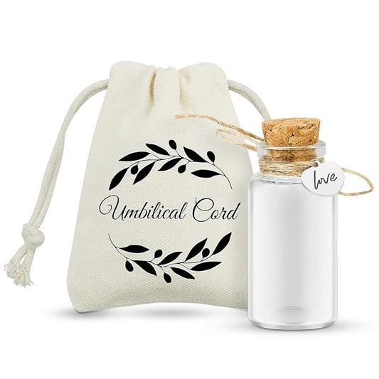 Umbilical Cord Keepsake Glass Bottle with Cork, Jar for Umbilical Cord/fetal Hair Storage and Memorial, Gift for Newborn Christening Baby Shower, Comes with Gift Bag (Love)