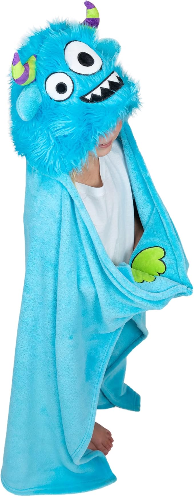 Lazy One Wearable Hooded Blanket for Kids, Animal Hooded Blanket (Monster)