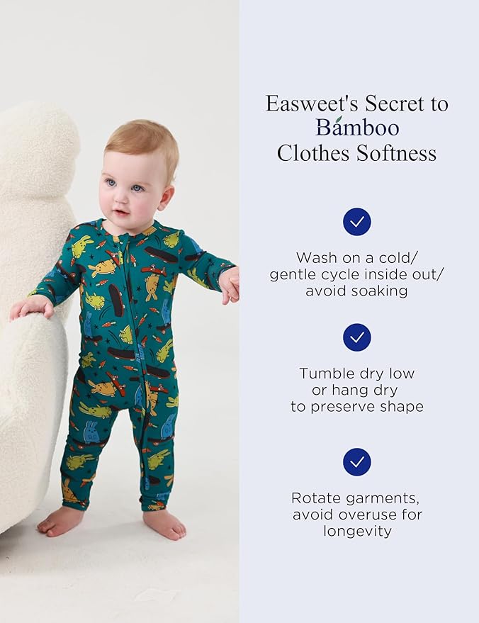 Footless Pajamas Baby Boy Girls, Viscose from Bamboo Baby Pajamas, Two Way Zipper Sleepers, Newborn Pjs