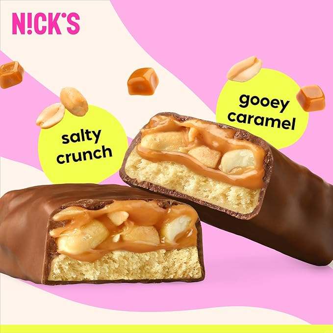 NICKS Protein Bars Chocolate Peanut | 15g protein | 200 calories | Low Carb Keto Friendly Snacks No Added Sugar (Multipack 24 bars x 50g)