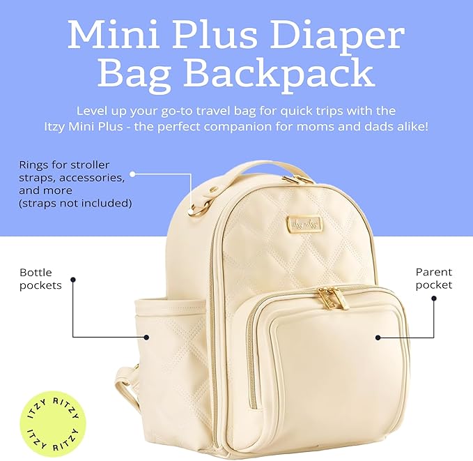 Itzy Ritzy Baby Mini Plus Diaper Bag, Milk & Honey